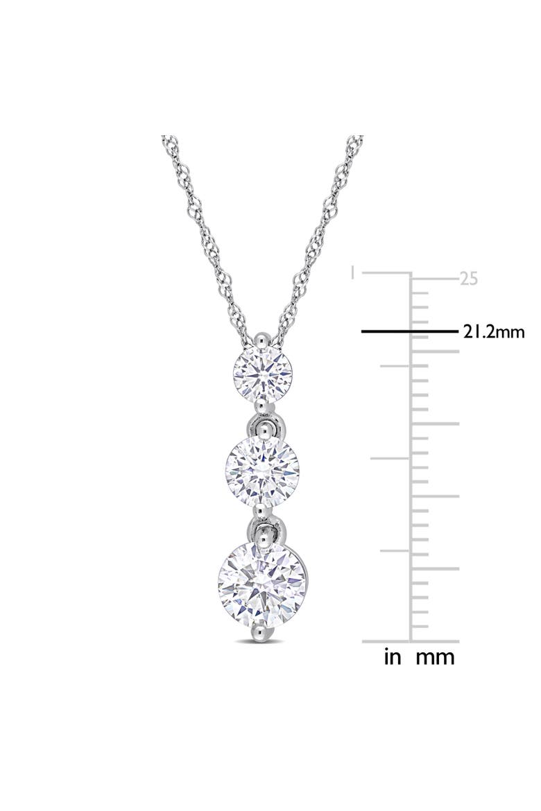 Moissanite Graduated 3-Stone Necklace, Alternate, color, Sterling Silver