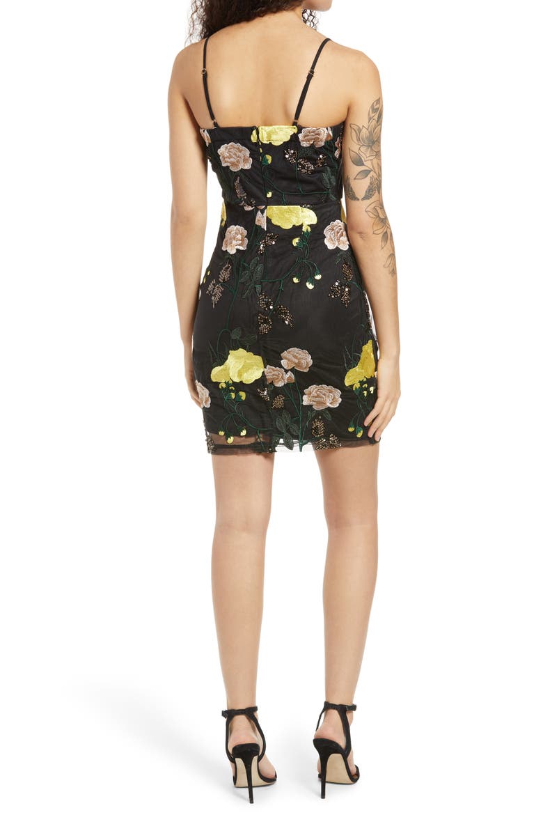 Embroidered Sequin Dress, Alternate, color, BLACK FLORAL