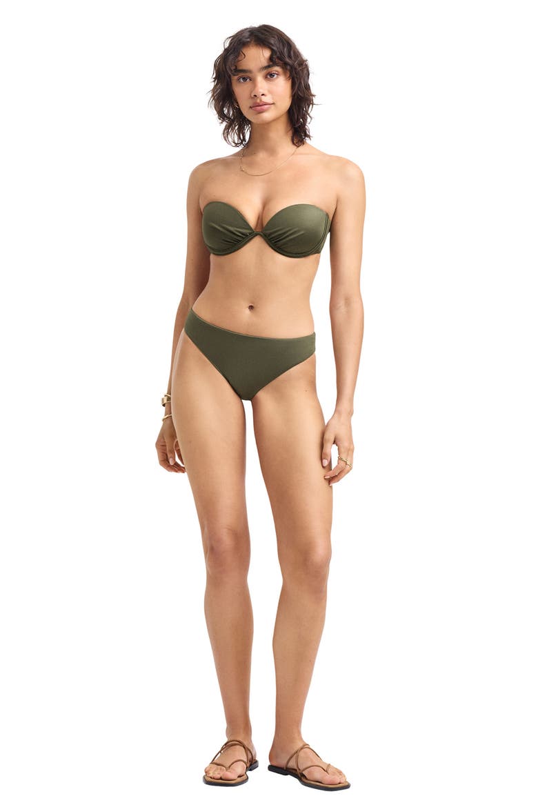 Cali High Cut Bikini Bottoms, Alternate, color, OLIVE
