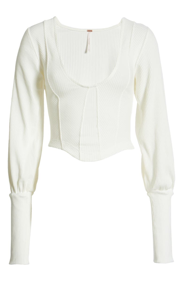 Free People Petra U-Neck Cotton Blend Crop Top, Alternate, color, Bright White