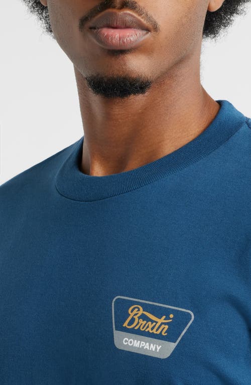 Brixton Linwood Cotton Logo Graphic T-shirt In Blue