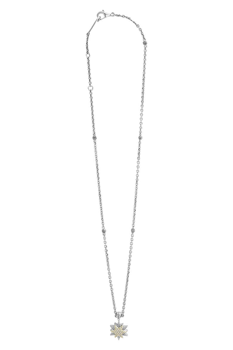 North Star Small Diamond Pendant Necklace, Main, color, DIAMOND