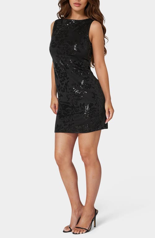 Bebe Floral Sequin Sleeveless Minidress In Black