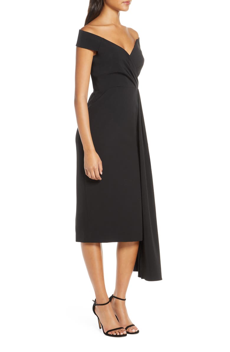 Eliza J Off the Shoulder Asymmetrical Cocktail Dress, Alternate, color,