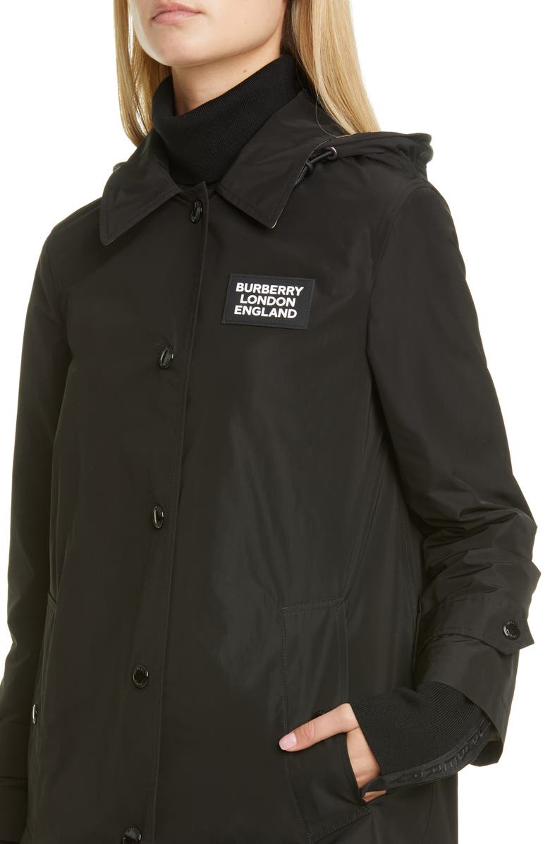 Burberry Oxclose Logo Patch Hooded Taffeta Coat | Nordstrom