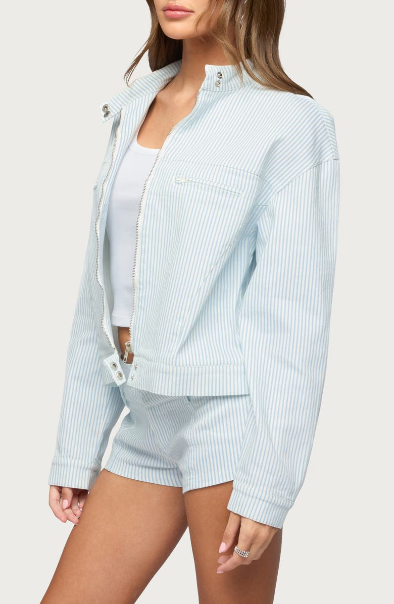 EDIKTED Myah Pinstripe Moto Jacket, Alternate, color,