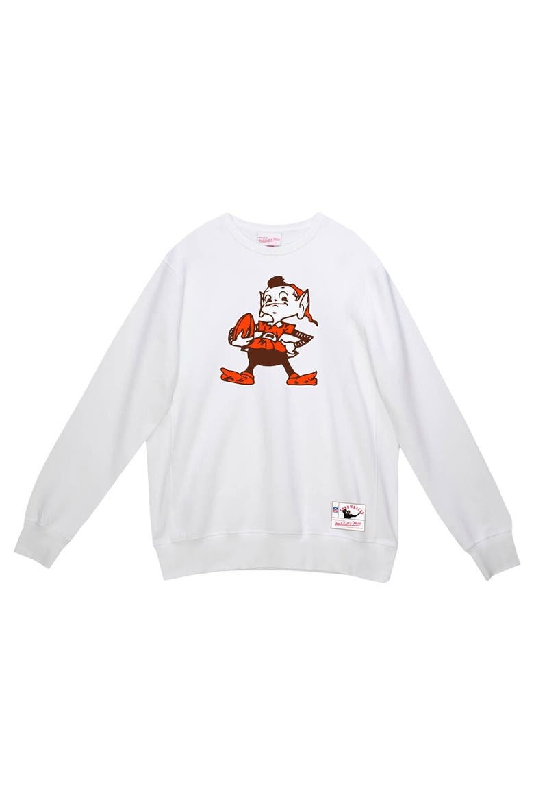 Men's Mitchell & Ness White Cleveland Browns Basic Fleece Pullover Sweatshirt, Alternate, color, White