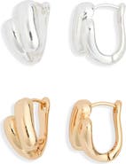 Leith 2-Pack Assorted Puffy Bar Huggie Earrings