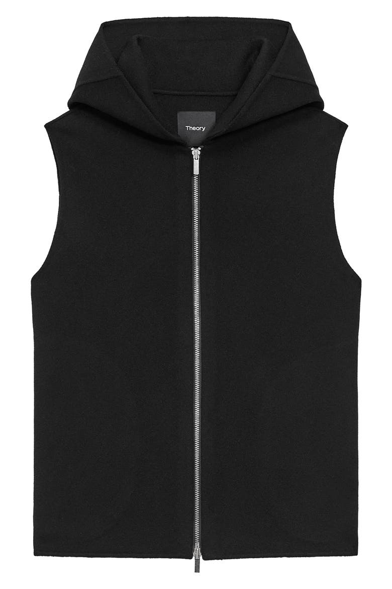 Sleeveless Wool & Cashmere Hoodie, Alternate, color, BLACK