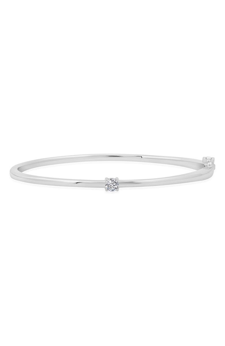 Crislu Brilliant Cubic Zirconia Bangle Bracelet, Main, color, Silver