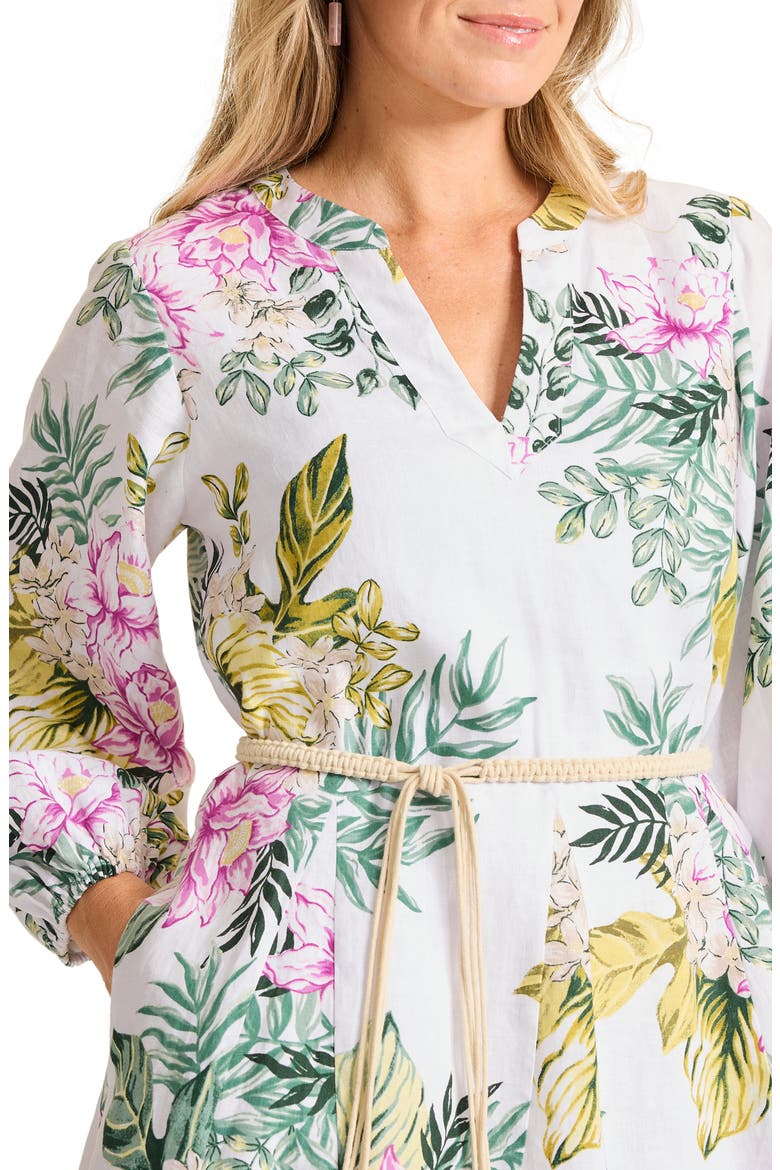 Petal of Luxury Long Sleeve Linen Dress, Alternate, color, WHITE
