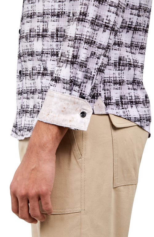 Brooklyn Brigade Williamsburg Abstract Check Long Sleeve Shirt In Black/grey