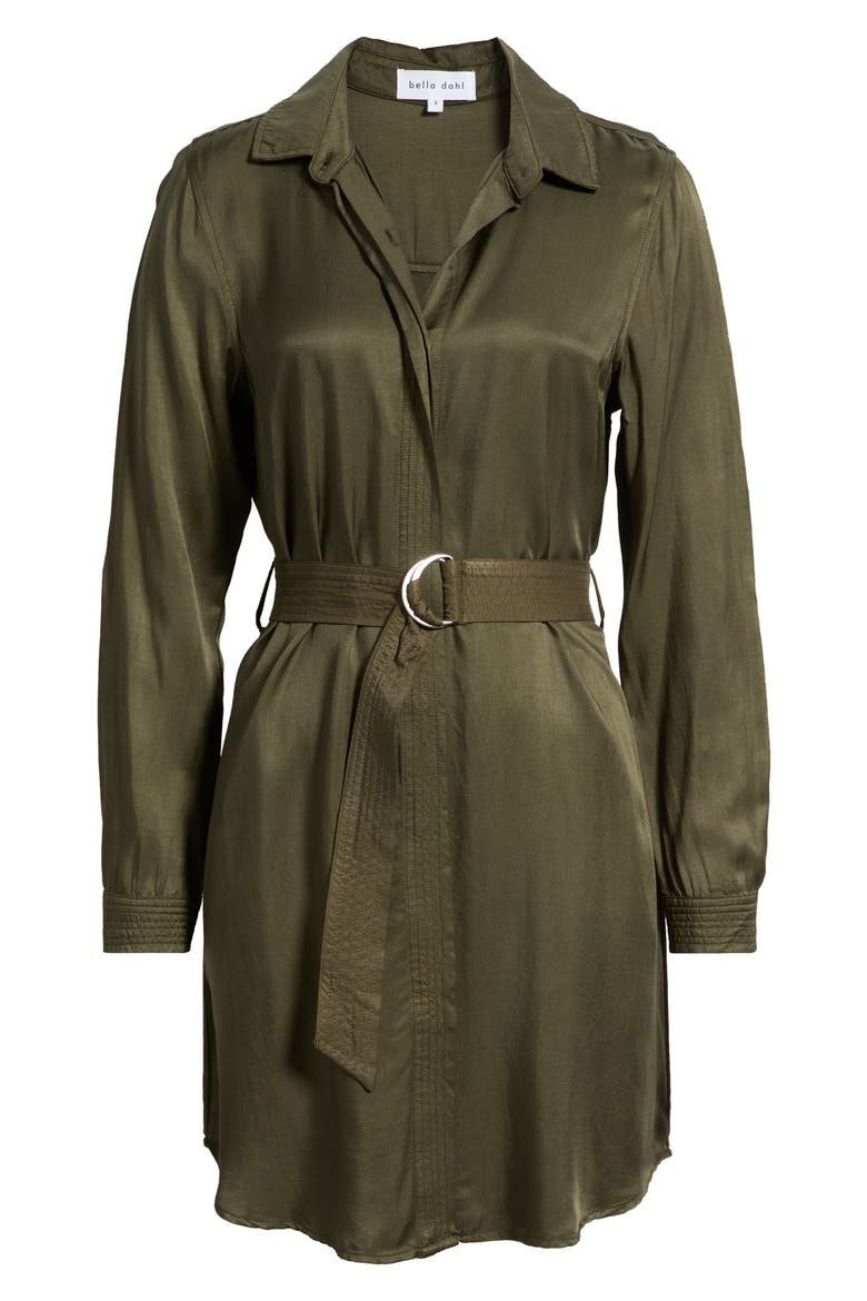 Multi Stitch Belted Shirtdress, Alternate, color, ARMY OLIVE