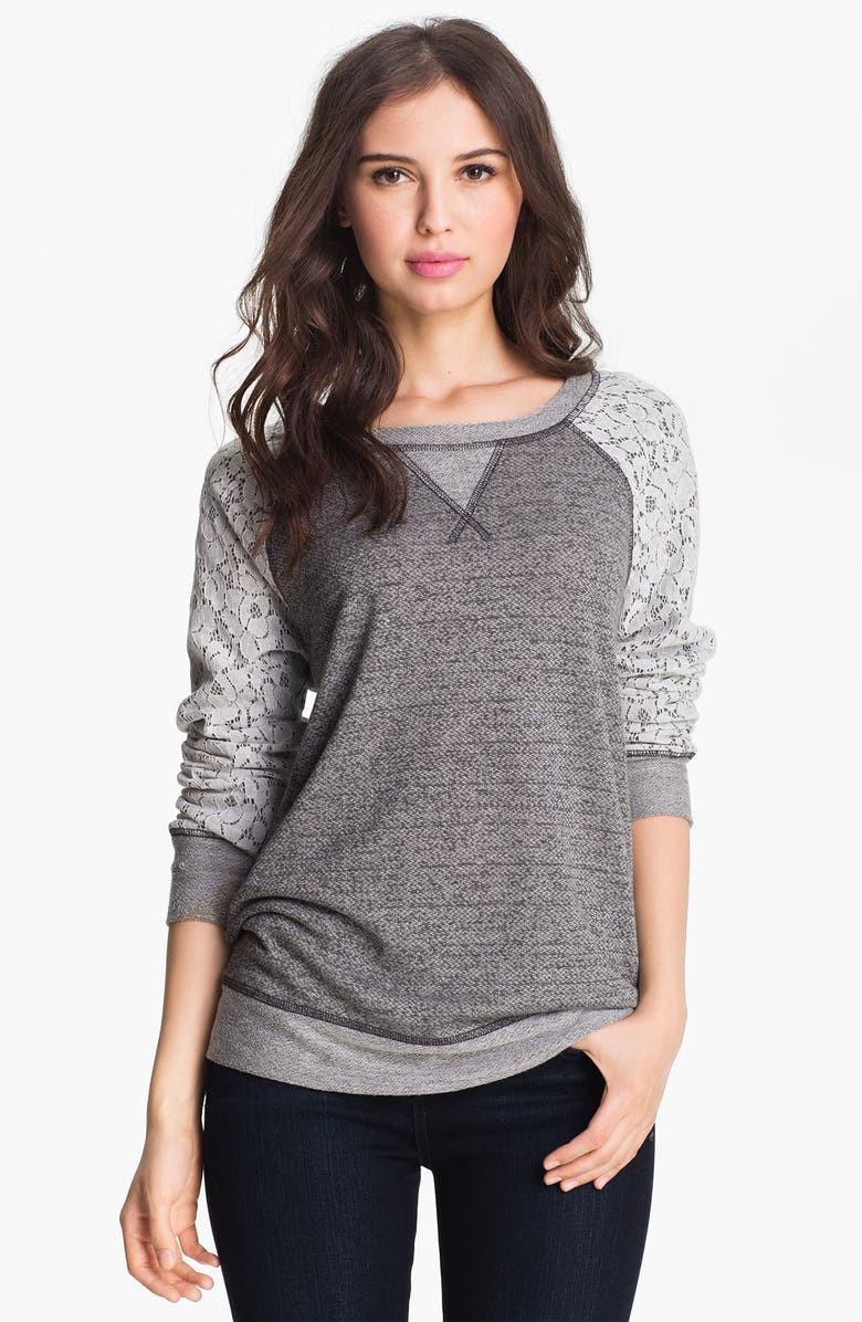 Olivia Moon Lace Sleeve Sweatshirt, Main, color,