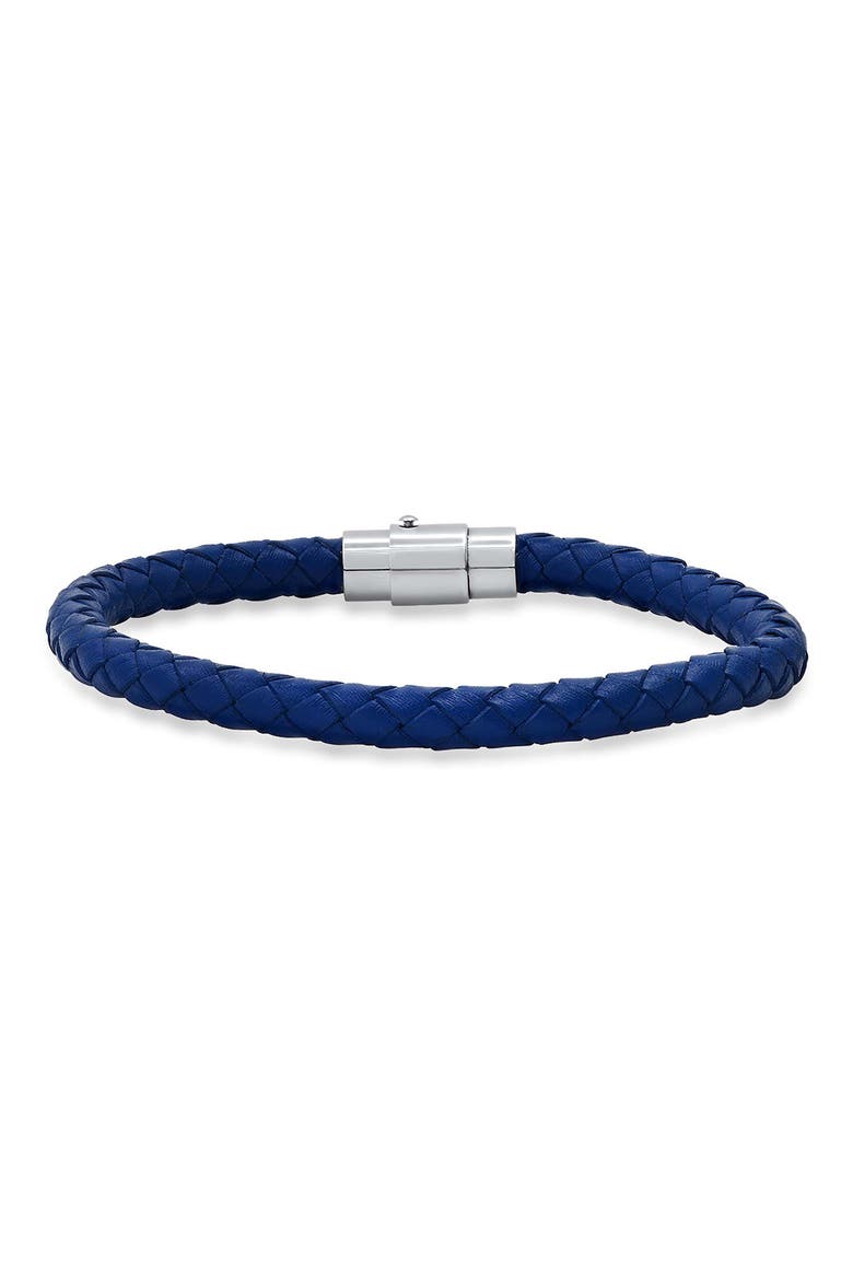 Men's Braided Leather Bracelet, Main, color, BLUE