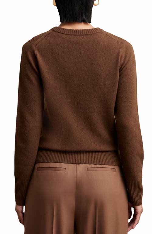 Reiss Anya Pointelle Accent Crewneck Sweater In Brown