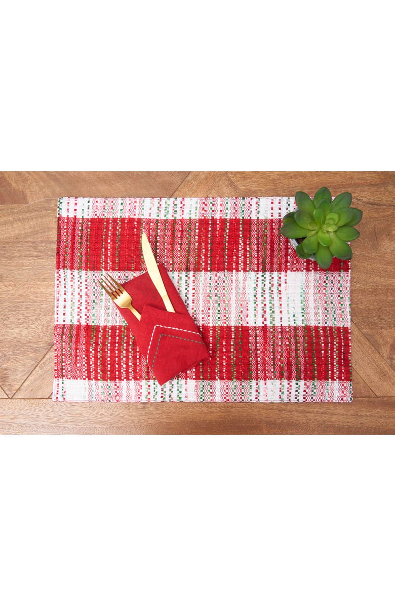 C&F Home Christmas Woven Mélange Placemat Set of 6, 14" x 20", Alternate, color, Red