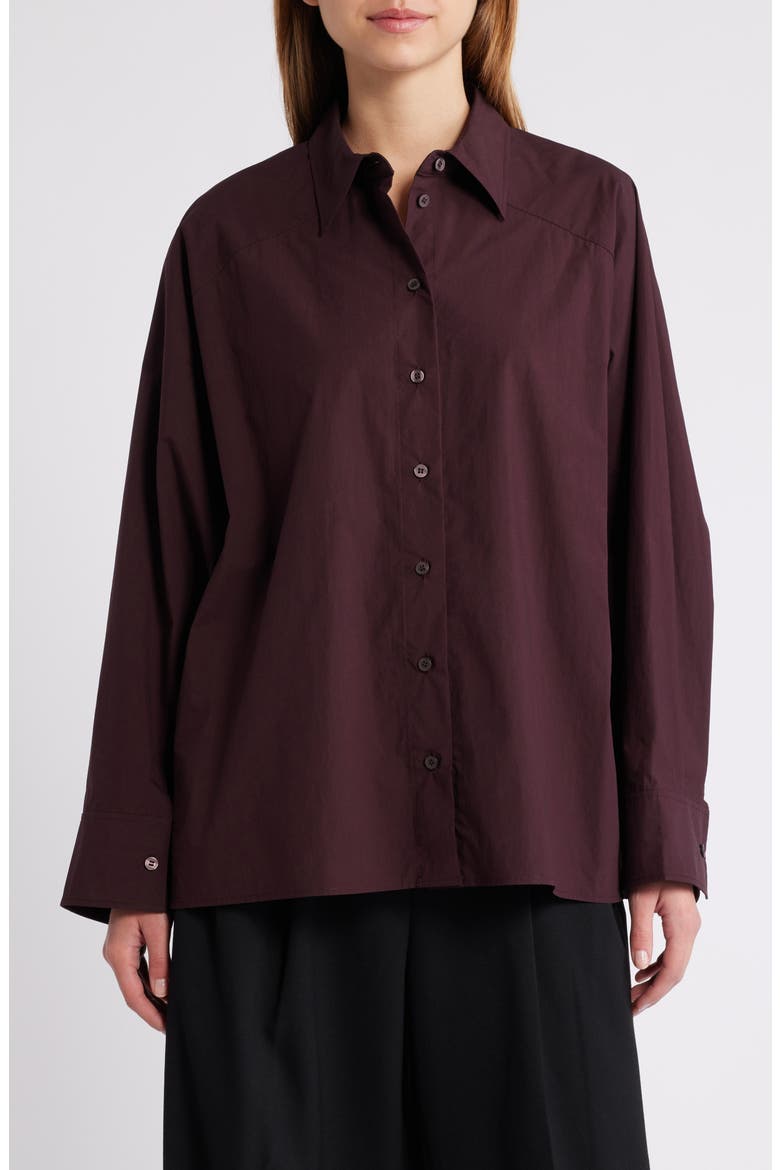 Cotton Button-Up Shirt, Main, color, RED DARK