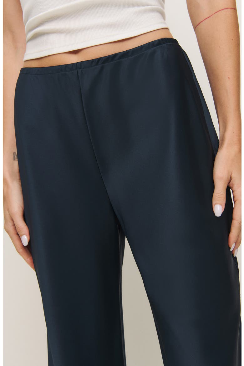 Gale High Waist Satin Pants, Alternate, color, MIDNIGHT