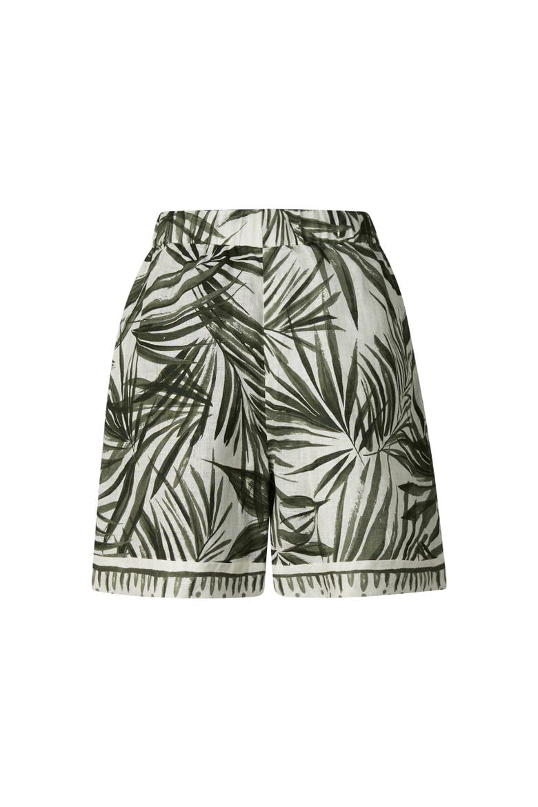 Carmel Linen Bermuda Shorts, Alternate, color, Olive green/cream