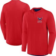 FANATICS Men's Fanatics Red Washington Capitals Adrenaline Push Long Sleeve Henley Shirt