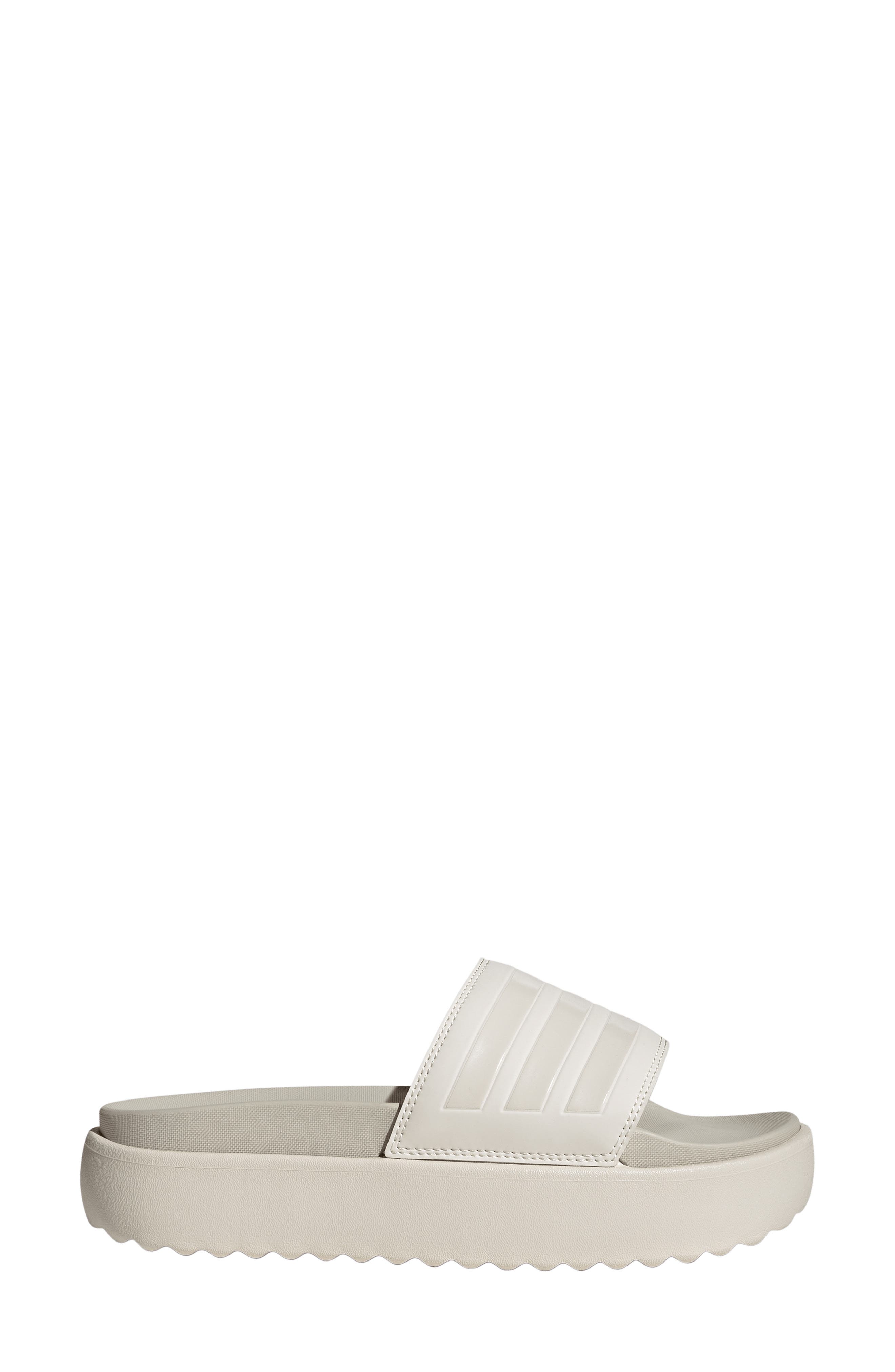 adidas Adilette Platform Slide Sandal, Alternate, color, Chalk White/ White/ Grey