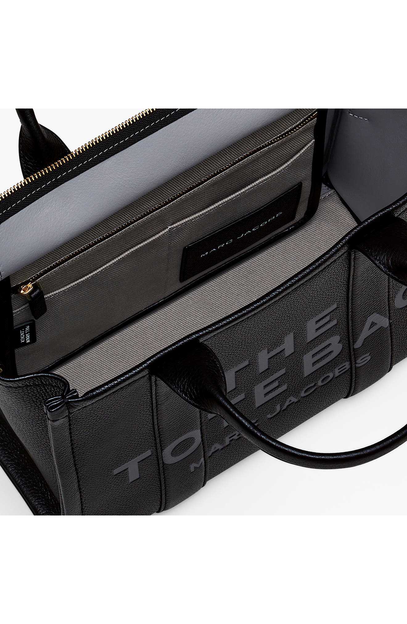 Marc Jacobs The Leather Medium Tote Bag, Alternate, color, Black