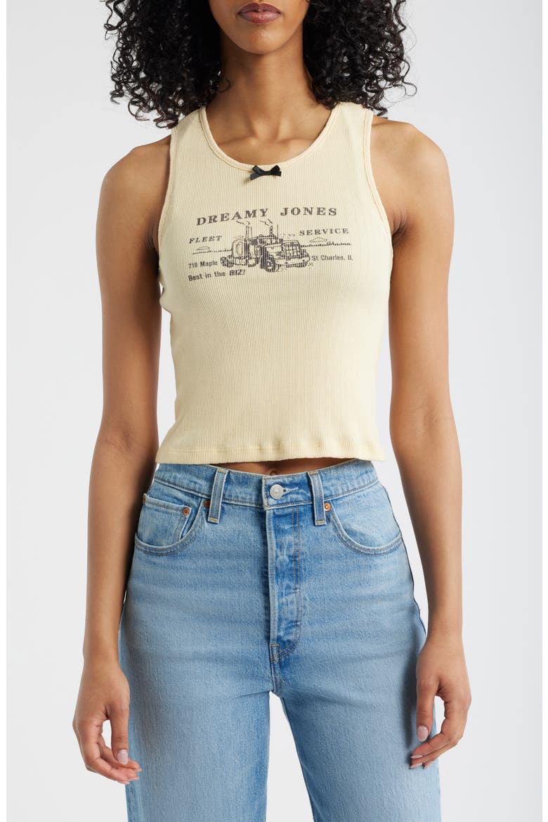 Dreamy Jones Cotton Graphic Tank, Main, color, BUTTER YELLOW