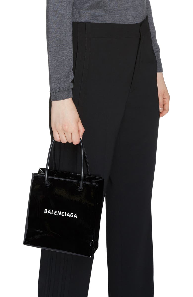 Balenciaga Extra Extra Small AJ Logo Leather Shopper Tote, Alternate, color,