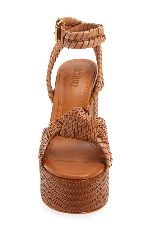 Schutz Khari Woven Block Heel Platform Sandal In Cuoio Brown