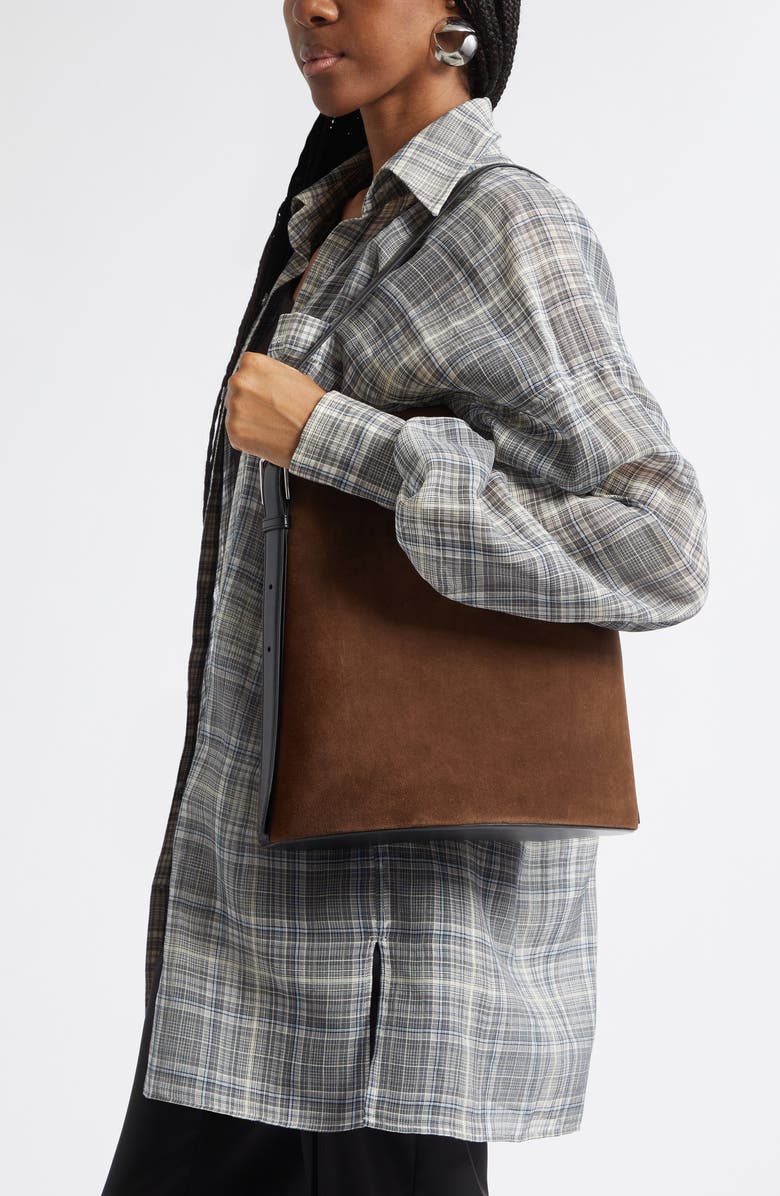 Coperni Ergonomic Suede Bucket Bag, Alternate, color, Brown