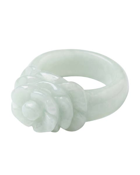 Rose Off-white jade ring