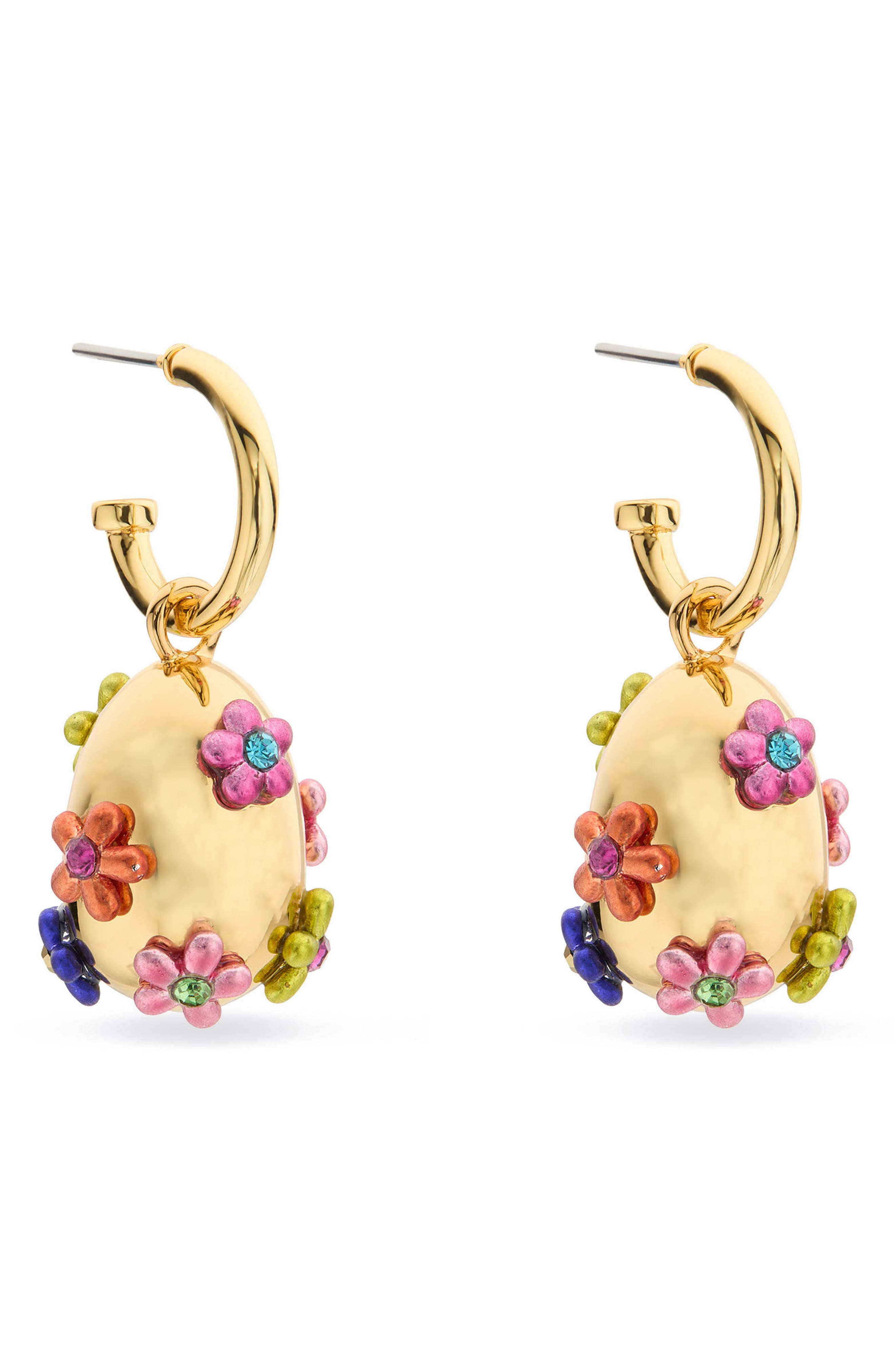 Kurt Geiger London Floral Egg Drop Huggie Hoop Earrings