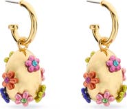 Kurt Geiger London Floral Egg Drop Huggie Hoop Earrings
