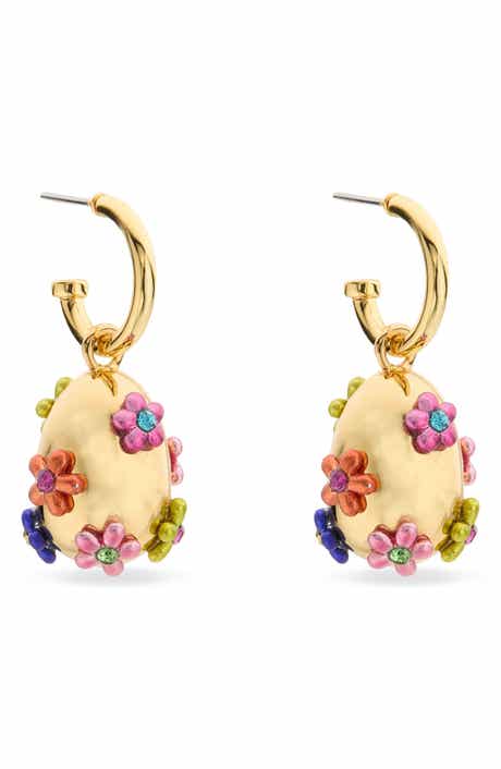 Kurt Geiger London Floral Egg Drop Huggie Hoop Earrings