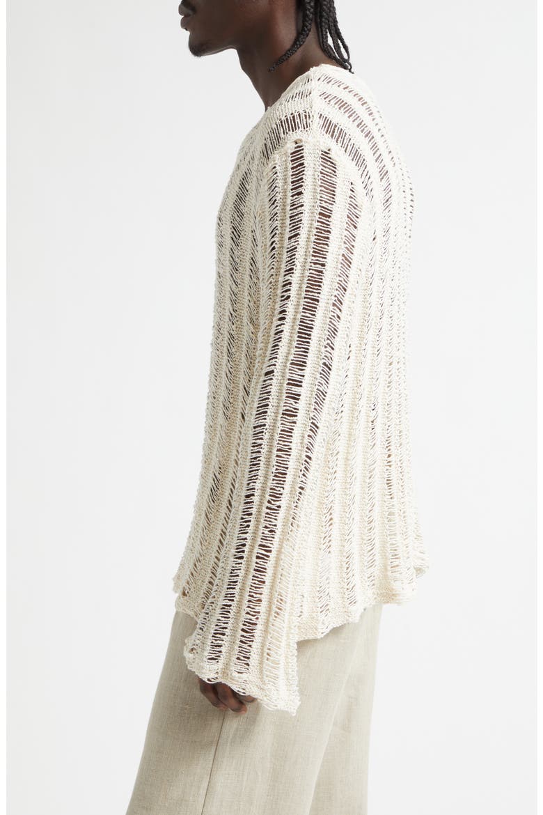 Aestas Cotton Blend Open Stitch Sweater, Alternate, color, BROKEN WHITE COTTON