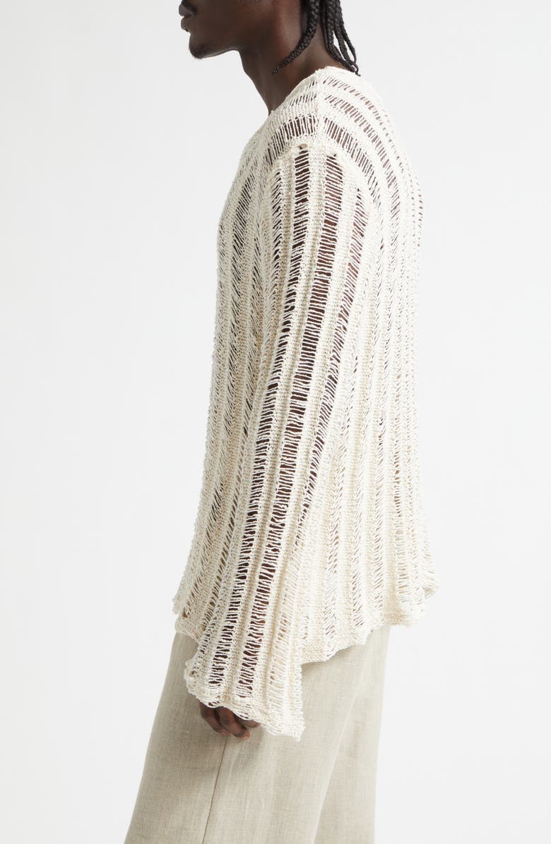 Séfr Aestas Cotton Blend Open Stitch Sweater, Alternate, color, Broken White Cotton