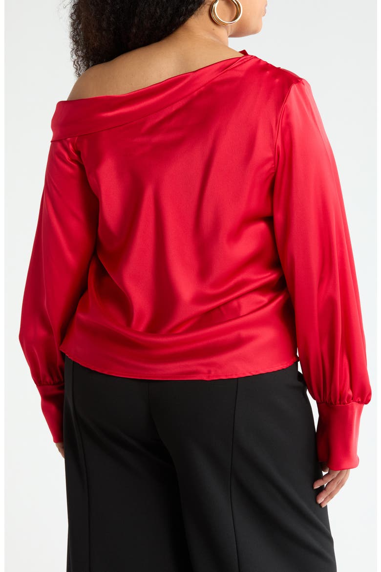 Drop Shoulder Satin Top, Alternate, color, RED