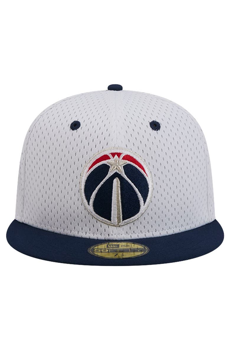 New Era Men's New Era White/Navy Washington Wizards Throwback 2Tone 59FIFTY Fitted Hat, Alternate, color, White