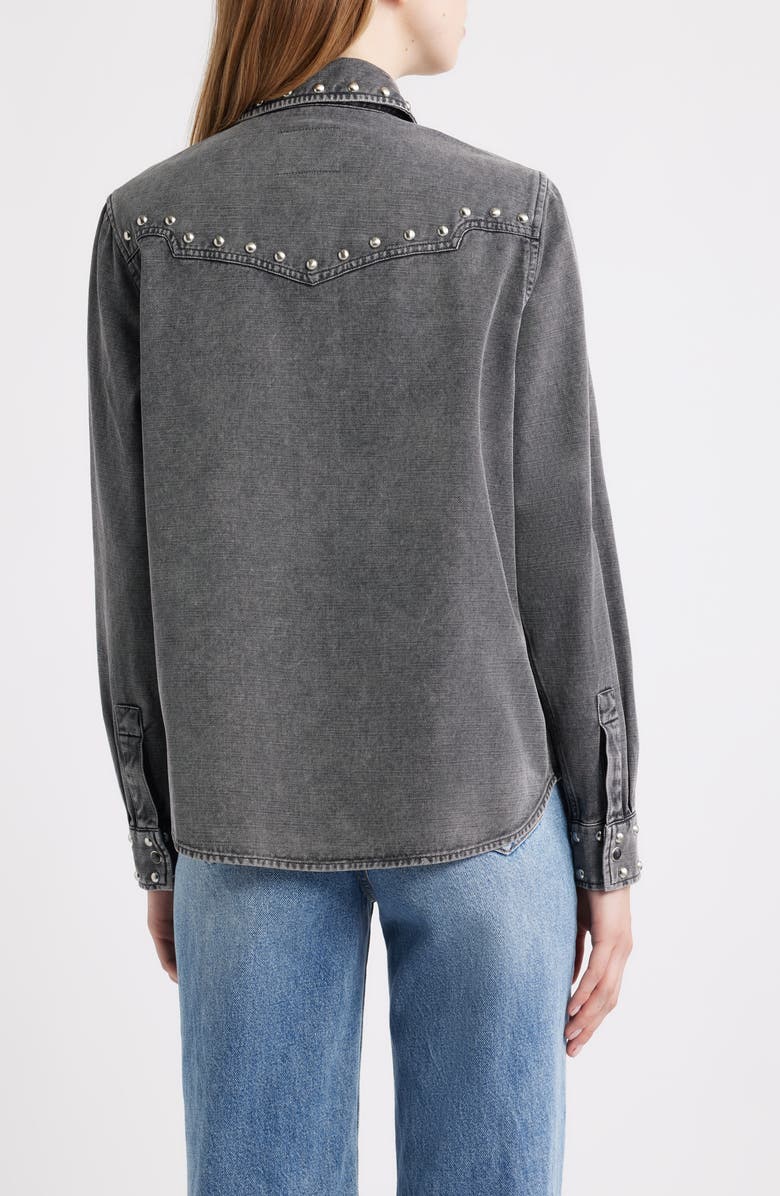 Rails Vinea Stud Accent Western Snap-Up Denim Shirt, Alternate, color, Black