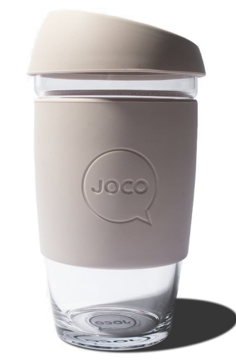 Joco Cups Package Free x Joco Cups 16-Ounce Reusable Glass Coffee Cup, Alternate, color,