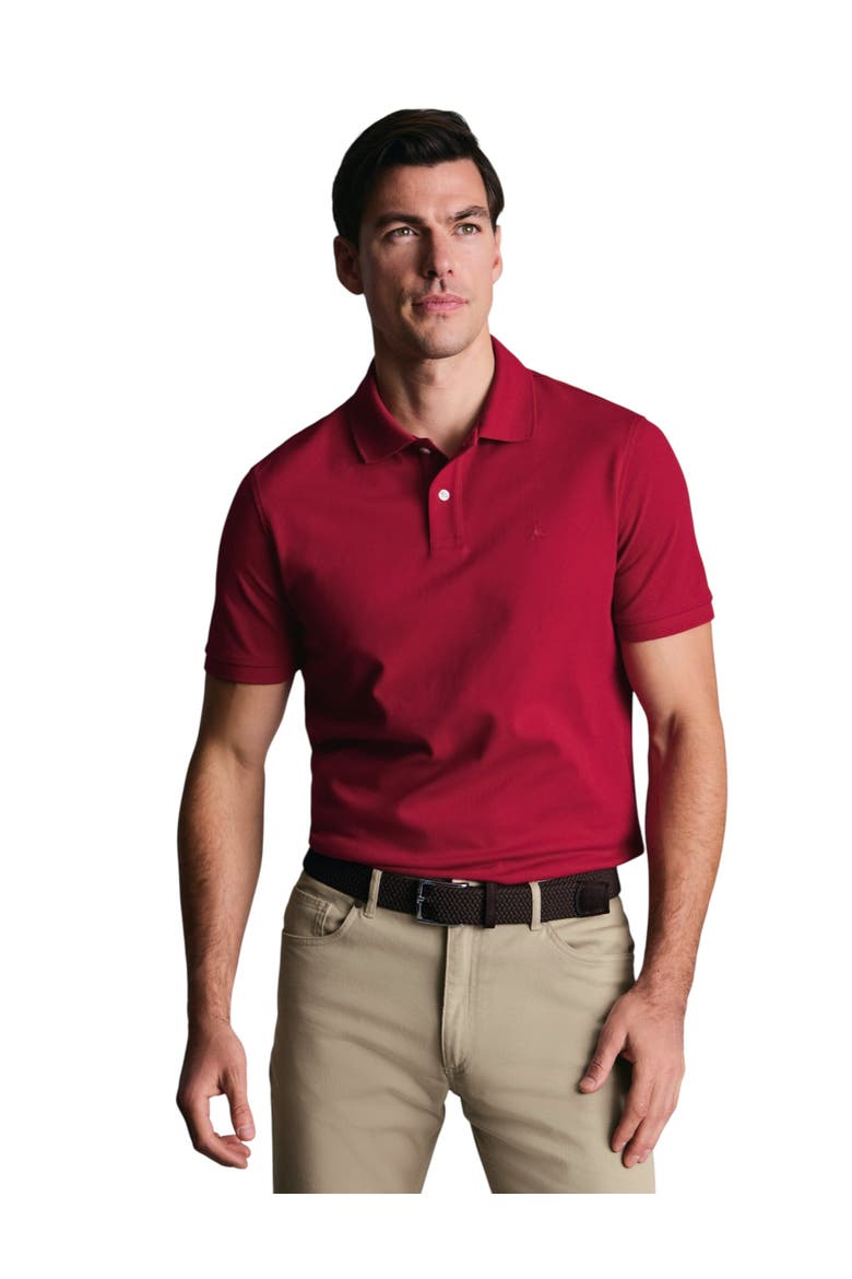 Short Sleeve Cotton Stretch Pique Polo, Main, color, Red