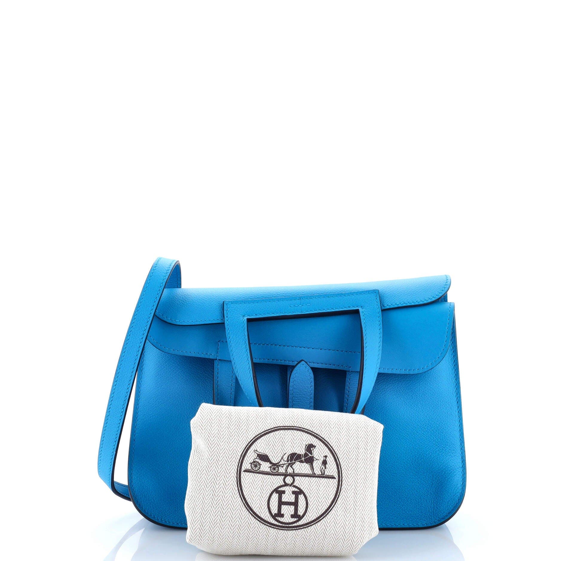 Pre-Owned Hermes Halzan Bag Evercolor 25, Alternate, color, Bleu Zanzibar