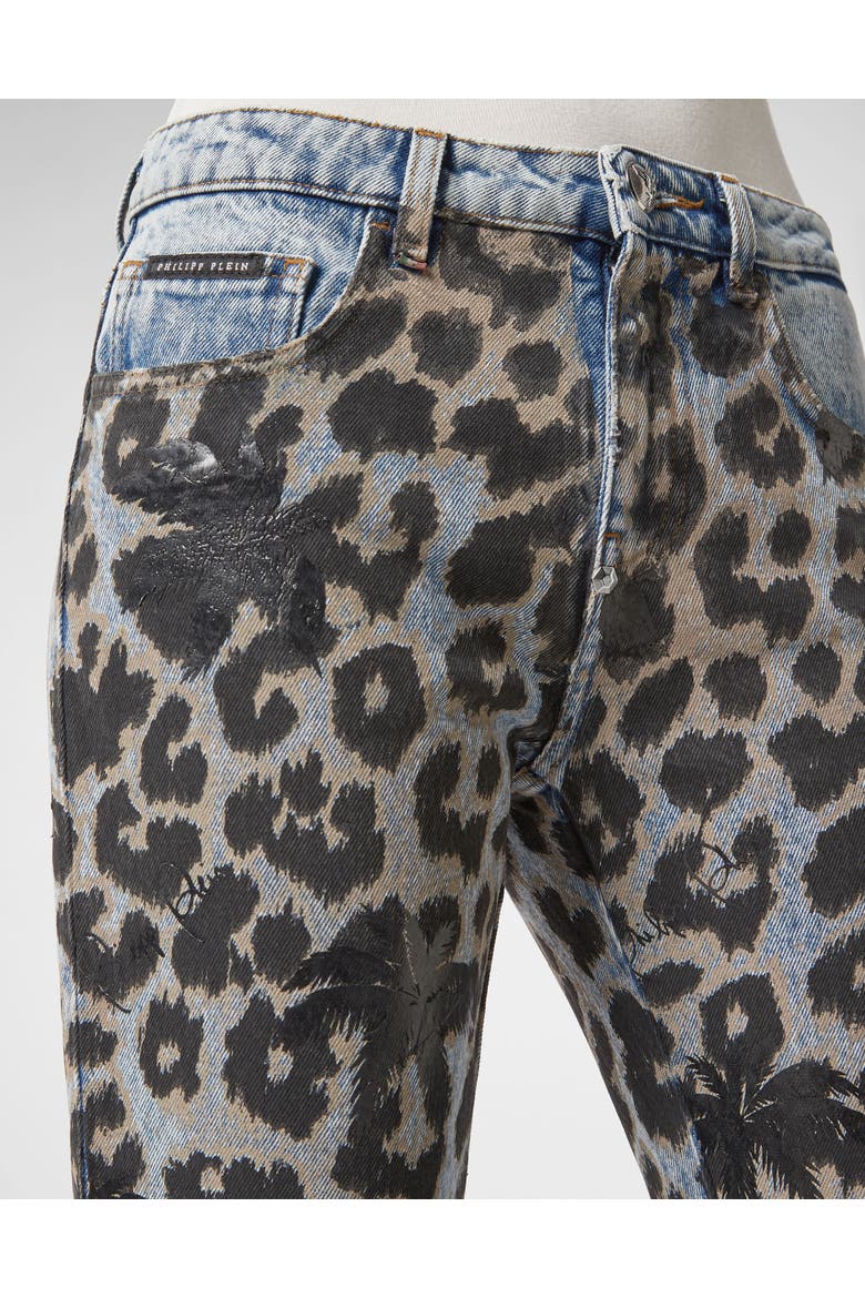 Crystal Palm Tree Boyfriend Jeans Women, Alternate, color, leopard