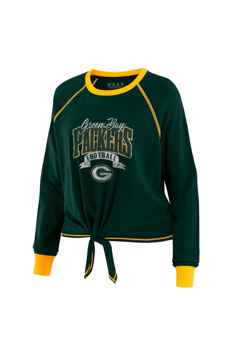 WEAR by Erin Andrews Women's WEAR by Erin Andrews Green/Gold Green Bay Packers Plus Size Tie-Front Long Sleeve Top, Alternate, color, Green