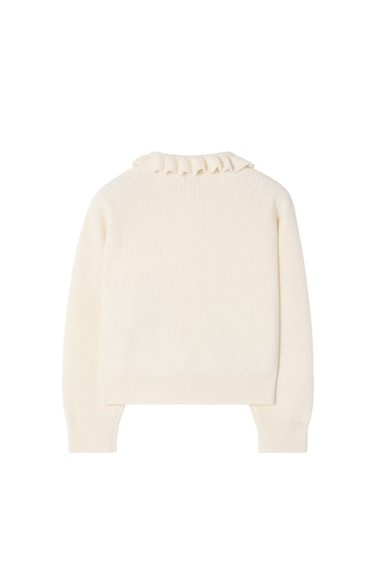 Burberry Check Pocket Cotton Wool Cardigan, Alternate, color, Ivory White