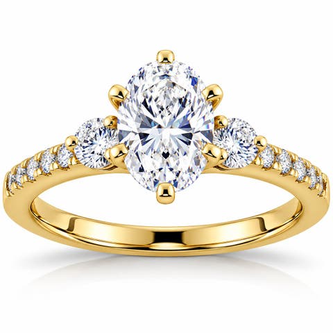 1 1/2 Ct Oval Diamond Engagement Ring 14k Gold Lab Grown