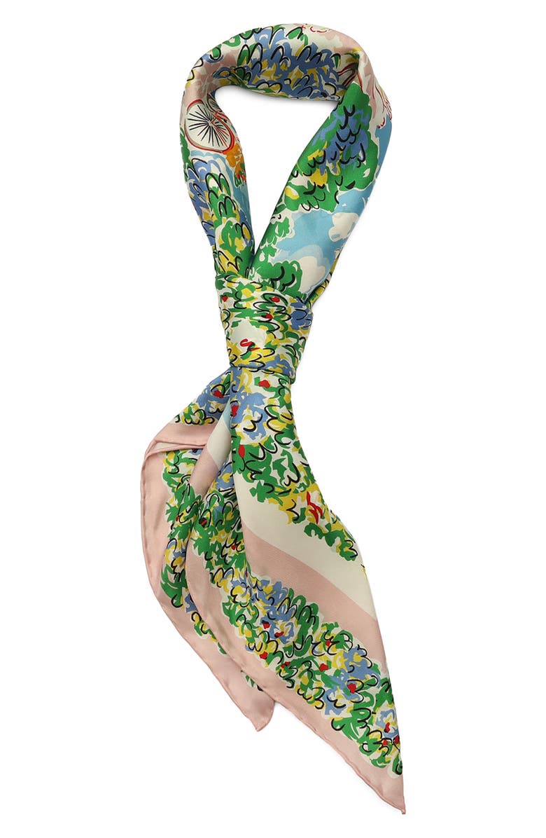 Kate Spade New York springtime gardens silk square scarf, Alternate, color, 