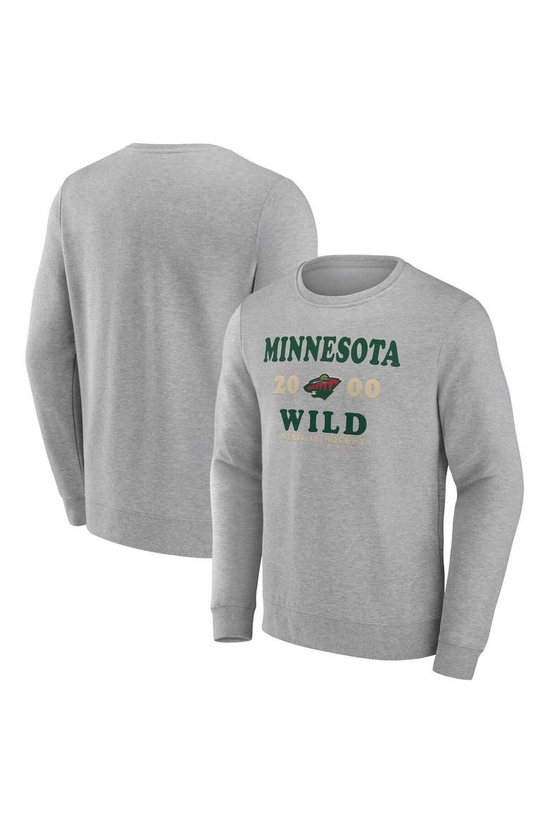 Men's Fanatics Branded Heather Charcoal Minnesota Wild Fierce Competitor Pullover Sweatshirt, Alternate, color, Charcoal