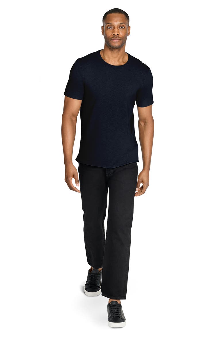 Asher Black Slub Stretch Cotton & Modal T-Shirt, Alternate, color, NAVY